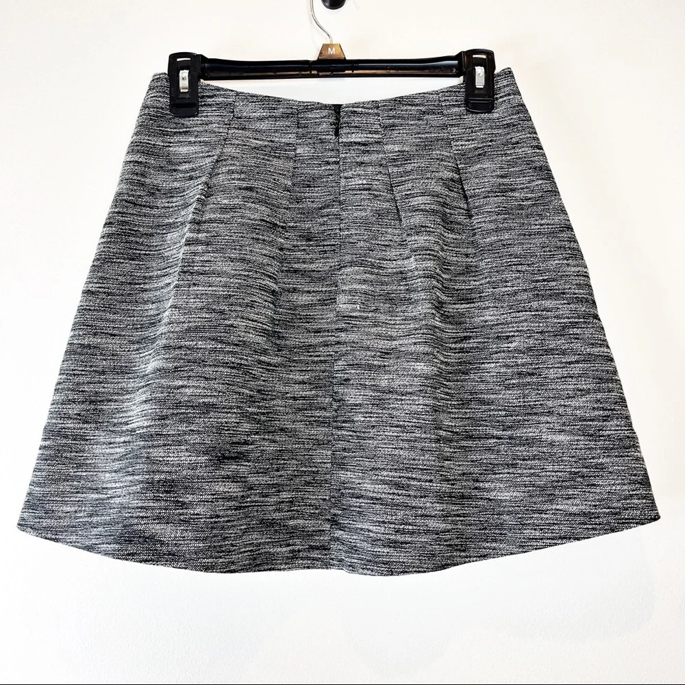 2/$20 Madewell Black White Heathered Knit Pleated Mini Skater Skirt size 0